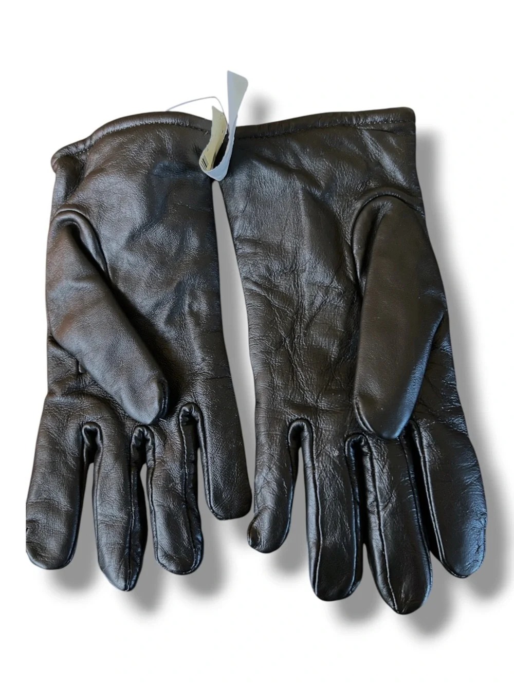 Genuine Large Black Leather Gloves Wool Blend Lined Size 8